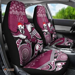 Sea Eagles Rugby Christmas Car Seat Cover Merry Xmas Mix Aboriginal Art