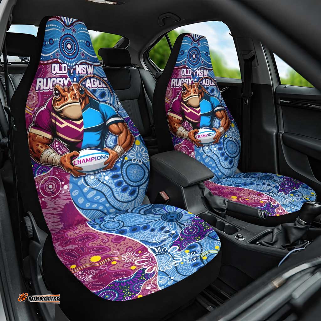 Blues Cockroaches And Maroons Cane Toads Car Seat Cover State of Origin Aboriginal