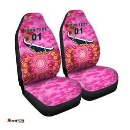 Custom Personalised North Queensland Cowboys ANZAC Car Seat Cover Indigenous Vibes Pink