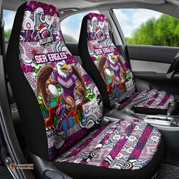 Sea Eagles Rugby Merry Christmas Car Seat Cover Indigenous Australian Art