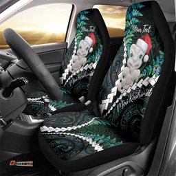 New Zealand Personalised Car Seat Cover Meri Kirihimete Kowhaiwhai Mix Paua Shell Emerald