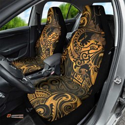 New Zealand Tuatara Car Seat Cover Aotearoa Maori Clematis Flowers Gold
