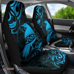 New Zealand Tui Bird Car Seat Cover Aotearoa Maori Pattern Blue