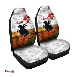 St. George Illawarra Dragons ANZAC Car Seat Cover Poppy Flowers Vibes White