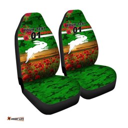 Custom Personalised South Sydney Rabbitohs ANZAC Car Seat Cover Poppy Flowers Vibes Green