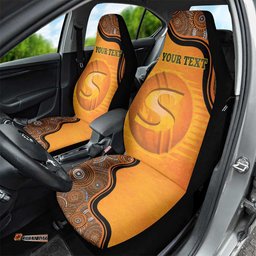 Custom Perth Scorchers Car Seat Cover Indigenous Art Grunge Style