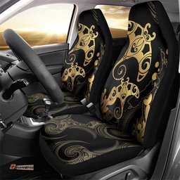 Black And Gold Aotearoa Whai Car Seat Cover NZ Stingrays Maori Curves Style