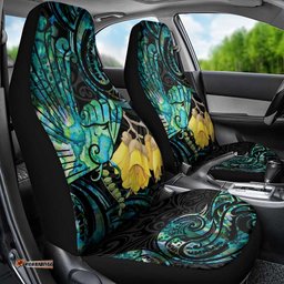 New Zealand Fantail Bird Car Seat Cover Maori Piwakawaka Kowhai Paua Shell Pattern
