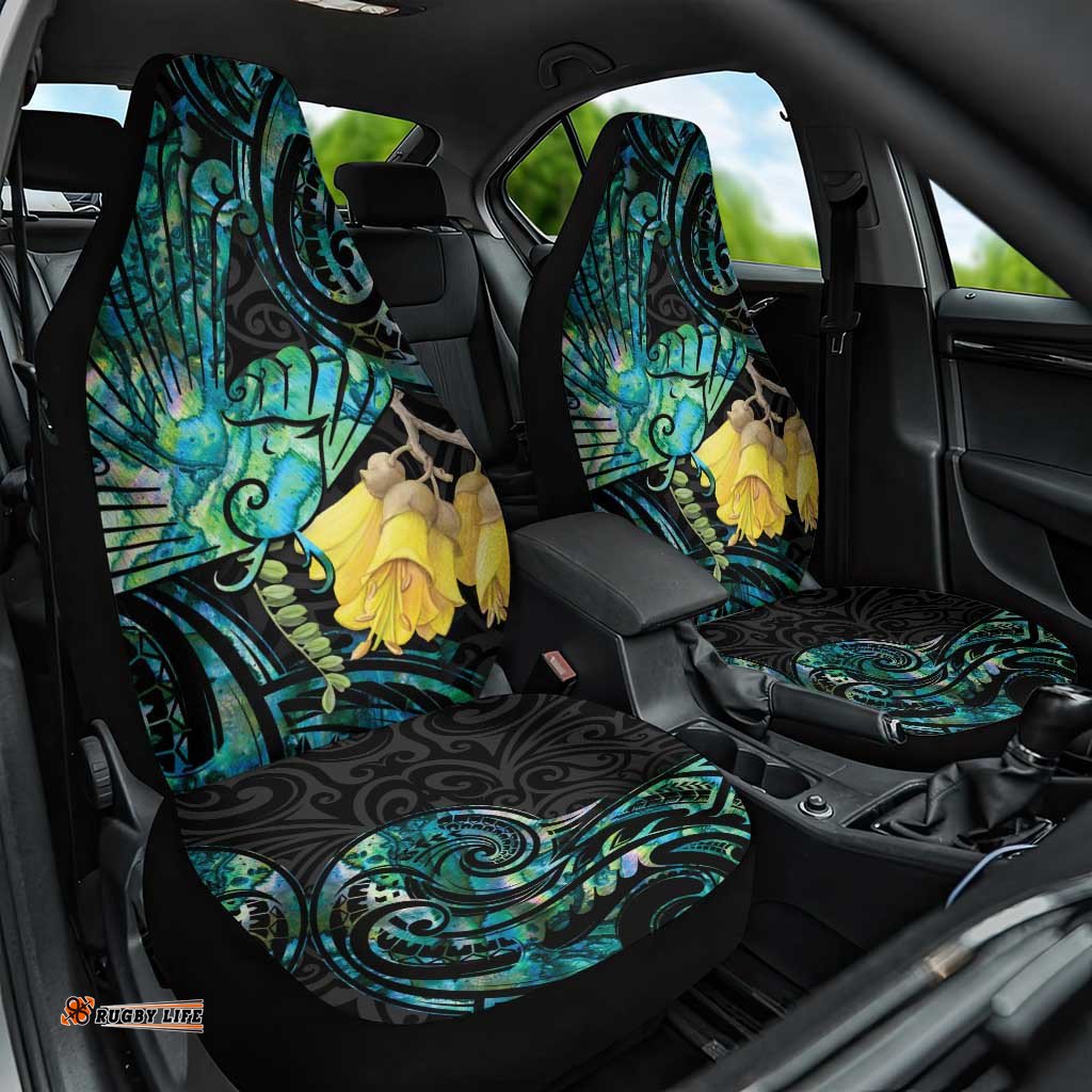 New Zealand Fantail Bird Car Seat Cover Maori Piwakawaka Kowhai Paua Shell Pattern