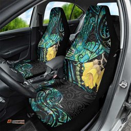 New Zealand Fantail Bird Car Seat Cover Maori Piwakawaka Kowhai Paua Shell Pattern