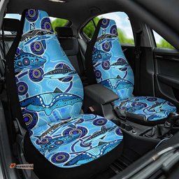 Sharks Aboriginal Australia Car Seat Cover Indigenous Art Blue