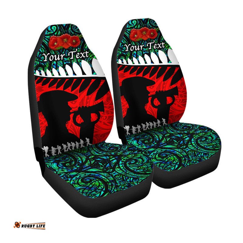 Custom Personalised New Zealand Maori ANZAC Car Seat Cover Remembrance Soldier Turquoise