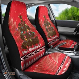 Kiwi New Zealand Christmas Car Seat Cover Meri Kirihimete Silver Fern Red Color