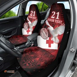 Custom Tonga XIII Rugby Tribal Tattoo Car Seat Cover Mate Ma'a Tonga Kupesi Ngatu Grunge Style