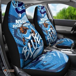 Personalized NSW Rugby League Car Seat Cover Blues Mascot Indigenous