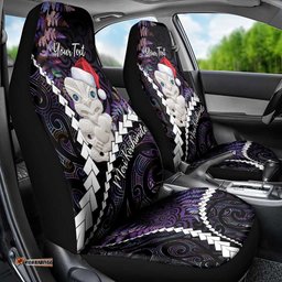 New Zealand Personalised Car Seat Cover Meri Kirihimete Kowhaiwhai Mix Paua Shell Amethys
