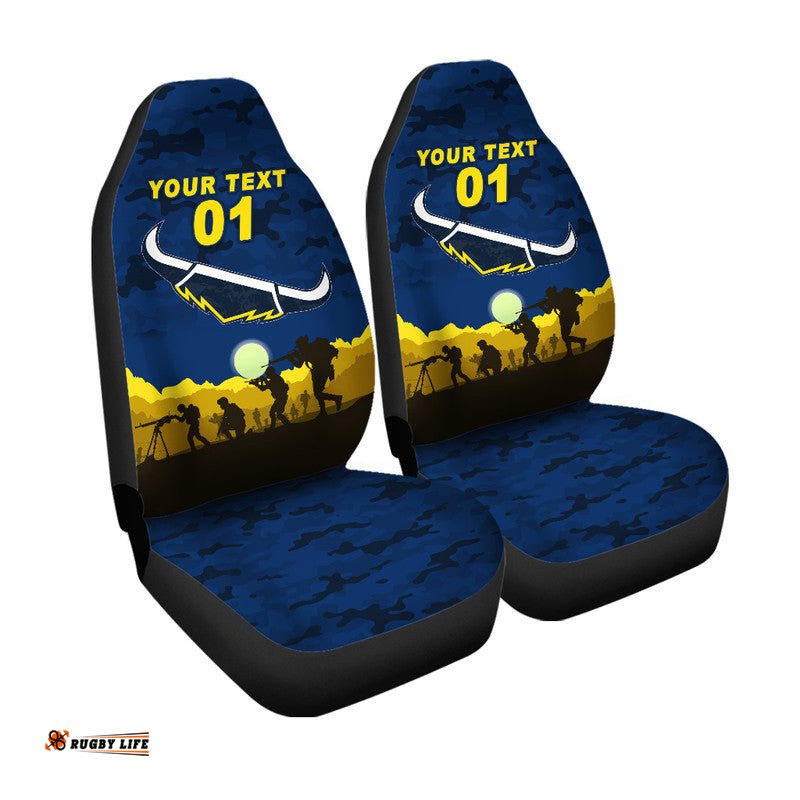 Custom Personalised North Queensland Cowboys ANZAC Car Seat Cover Simple Style Blue