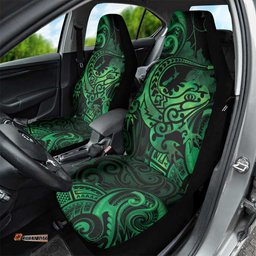 New Zealand Tuatara Car Seat Cover Aotearoa Maori Clematis Flowers Green