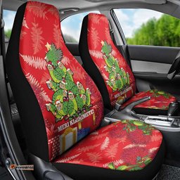 Kakapo New Zealand Christmas Car Seat Cover Meri Kirihimete Pohutukawa Red Color