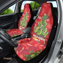 Kakapo New Zealand Christmas Car Seat Cover Meri Kirihimete Pohutukawa Red Color