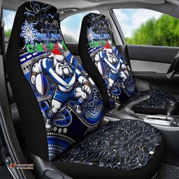 Merry Christmas Bulldogs Car Seat Cover Aboriginal Santa Rugby Mascot Canterbury Bankstown