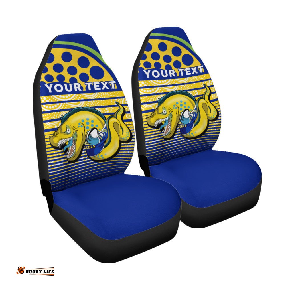 Custom Personalised Eels Rugby Parra Aboriginal Blue And Gold Car Seat Covers