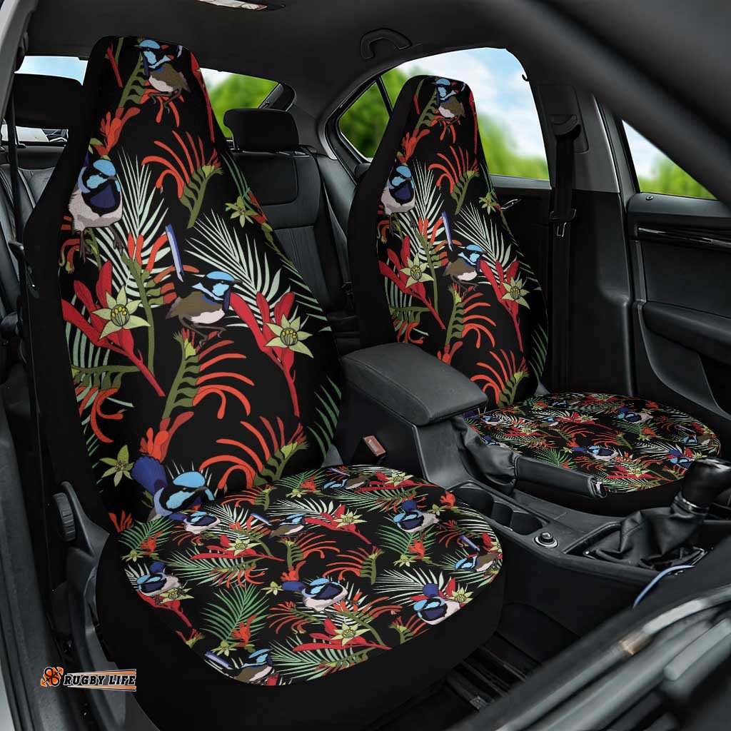 Australia Kangaroo Paw And Splendid Fairy wren Car Seat Cover Sameless Style