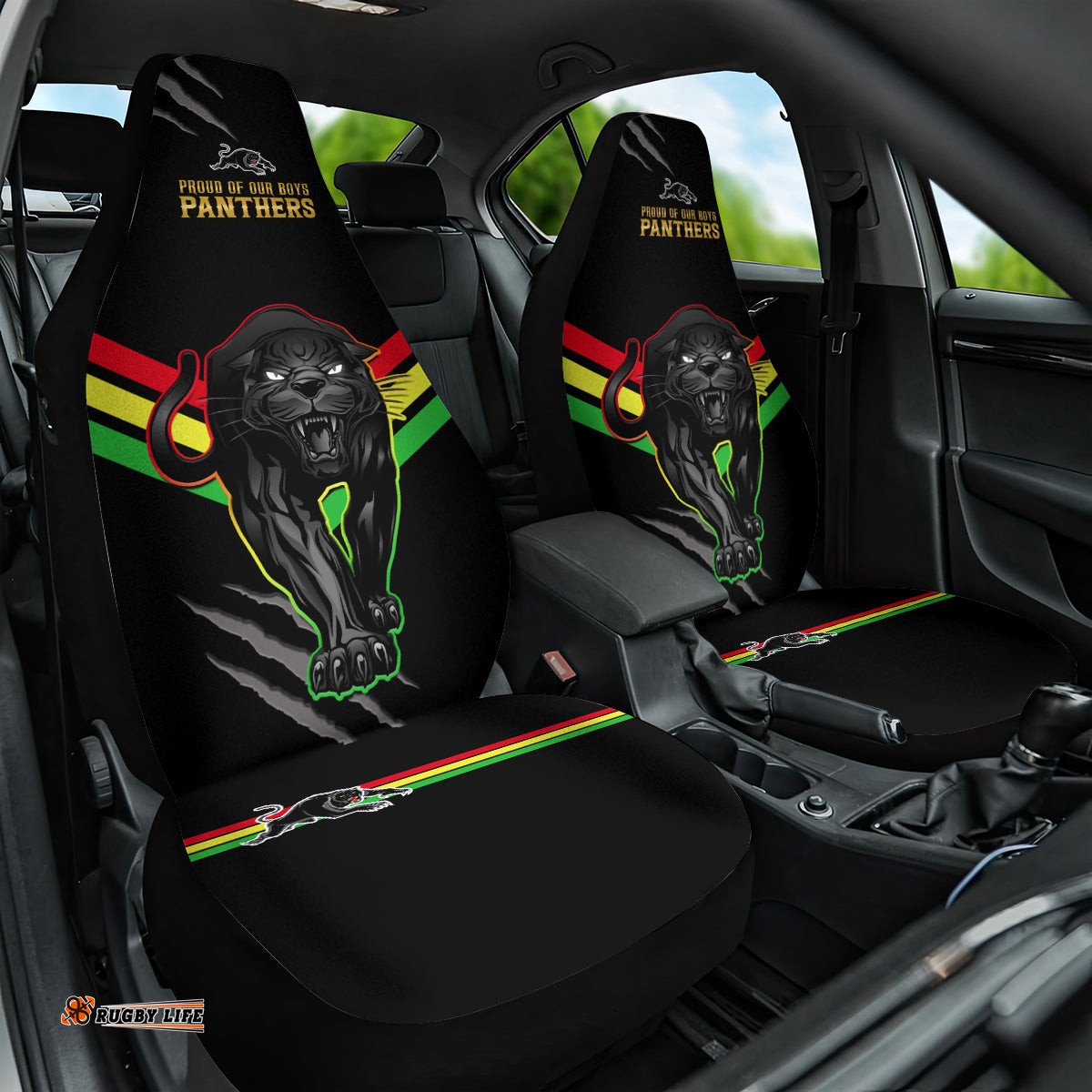 NRL Panthers Car Seat Cover Premiers Three Peat Proud Of Our Boys Black