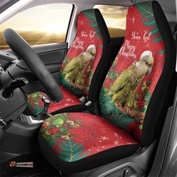 Personalised New Zealand Kakapo Christmas Car Seat Cover Meri Kirihimete Silver Fern Mix Pohutukawa