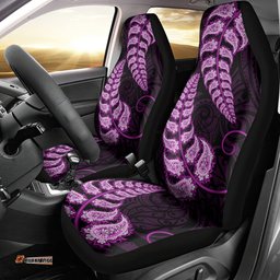 Purple New Zealand Paisley Silver Fern Car Seat Cover Aotearoa Maori