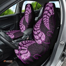 Purple New Zealand Paisley Silver Fern Car Seat Cover Aotearoa Maori