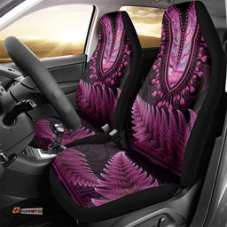 Pink African Dashiki With Aotearoa Maori Car Seat Cover Paua Shell Mix Silver Fern