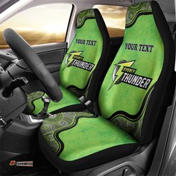 Custom Sydney Thunder Car Seat Cover Indigenous Art Grunge Style