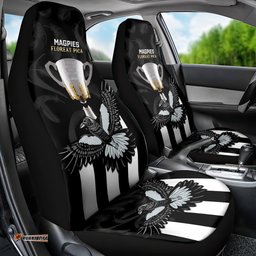 AFL Collingwood Car Seat Cover Magpies Premiers With Trophy Proud