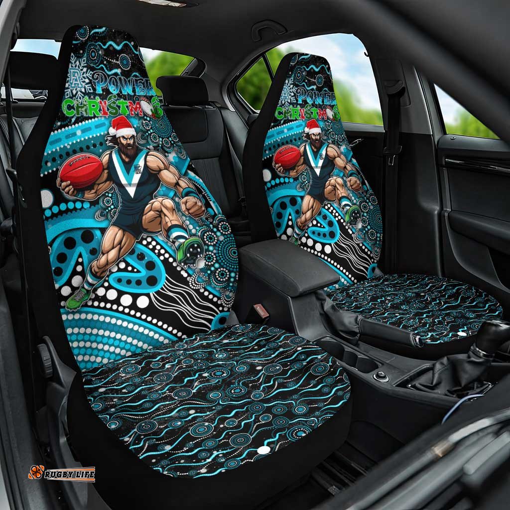 Merry Christmas AFL Power Car Seat Cover Aboriginal Santa Football Mascot