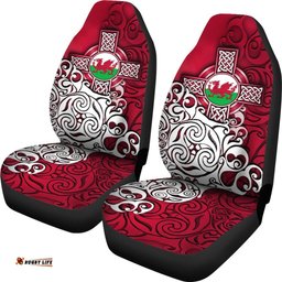 Wales Celtic Car Seat Covers Welsh Dragon Flag with Celtic Cross