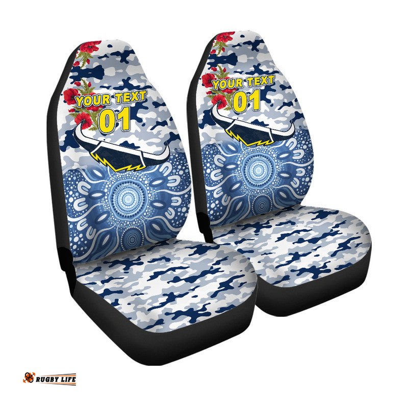 Custom Personalised North Queensland Cowboys ANZAC Car Seat Cover Indigenous Vibes White
