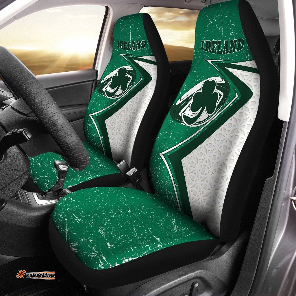 Ireland Rugby Car Seat Covers Celtic Shamrock and Rugby Ball