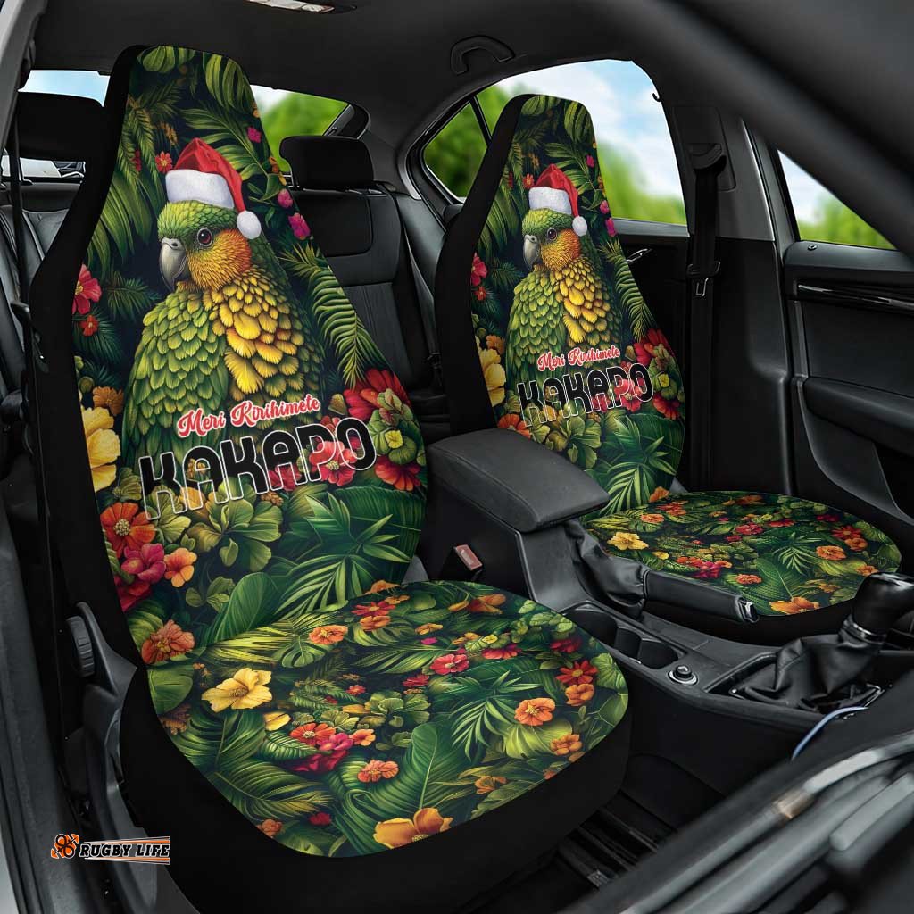 Meri Kirihimete Kakapo Car Seat Cover New Zealand Christmas with Tropical Vibe