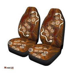 Aboriginal Car Seat Covers Indigenous Brown Lizard and White Snake