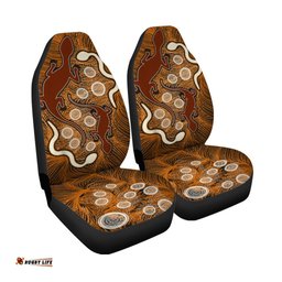 Aboriginal Car Seat Covers Indigenous Brown Lizard and White Snake