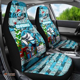 Sharks Rugby Merry Christmas Car Seat Cover Indigenous Australian Art