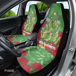Kakapo New Zealand Christmas Car Seat Cover Meri Kirihimete Pohutukawa Green Color