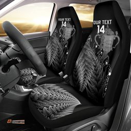Custom New Zealand Silver Fern Rugby Car Seat Cover All Black Go Champions With Trophy Proud