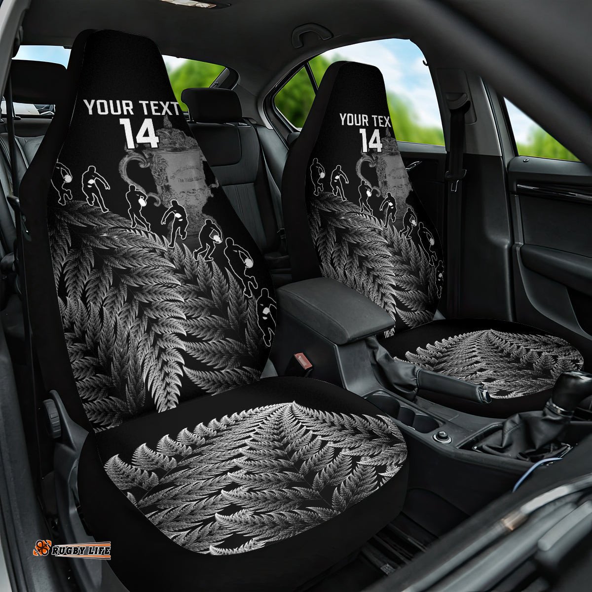 Custom New Zealand Silver Fern Rugby Car Seat Cover All Black Go Champions With Trophy Proud