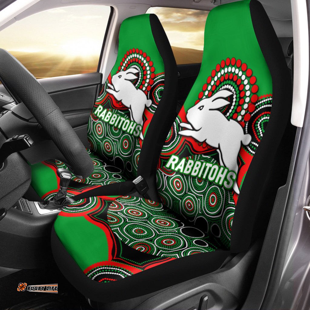 Rabbitohs Rugby Aboriginal Art Car Seat Covers 04