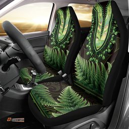 Lime Green African Dashiki With Aotearoa Maori Car Seat Cover Paua Shell Mix Silver Fern