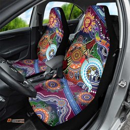 Custom NAIDOC Week 2024 Brisbane Lions Car Seat Cover Australia Aboriginal Dot Painting