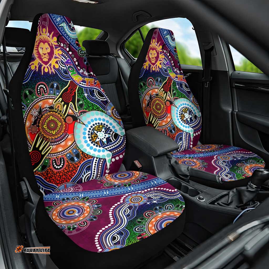 Custom NAIDOC Week 2024 Brisbane Lions Car Seat Cover Australia Aboriginal Dot Painting