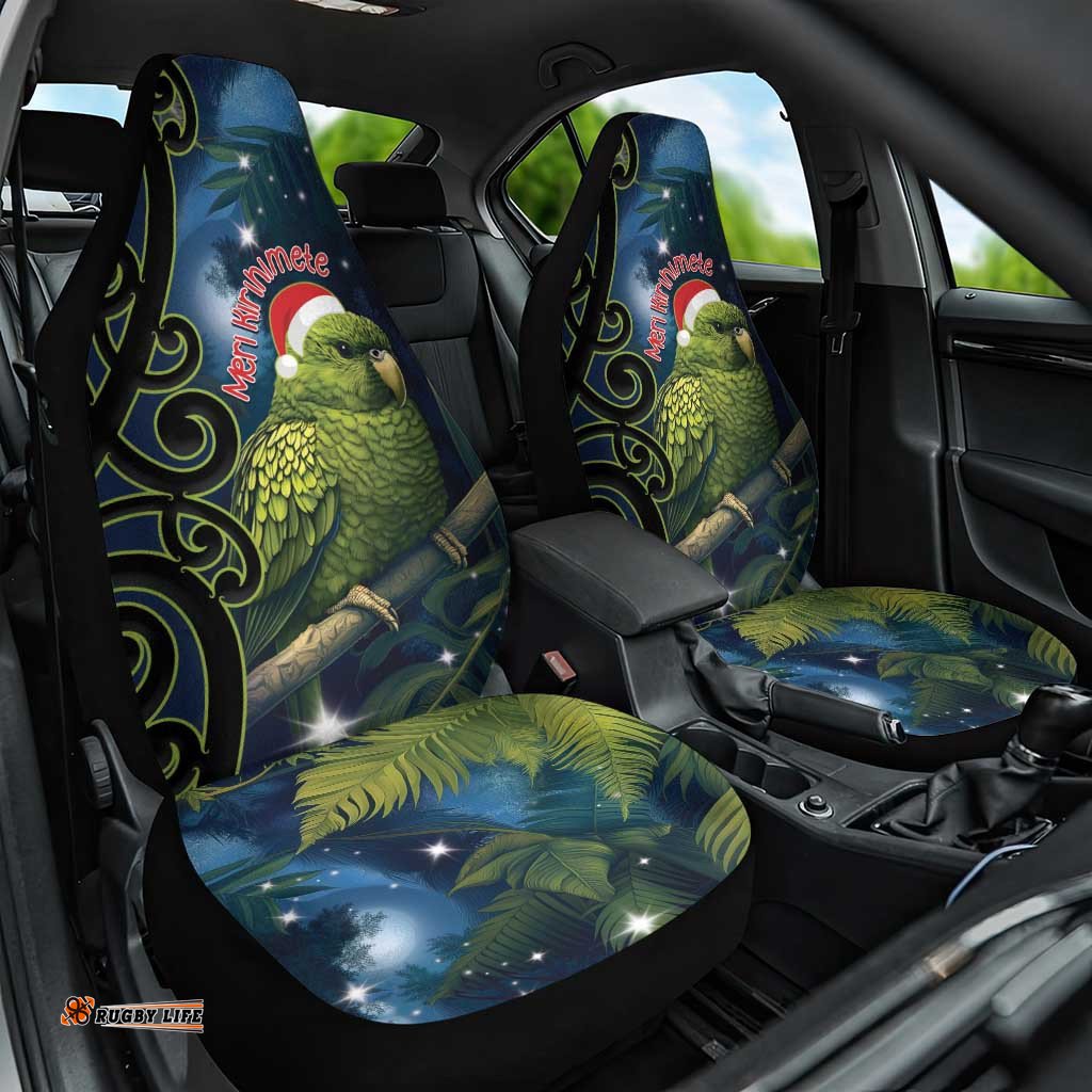 New Zealand Christmas Car Seat Cover Cute Kakapo Meri Kirihimete Maori Koru
